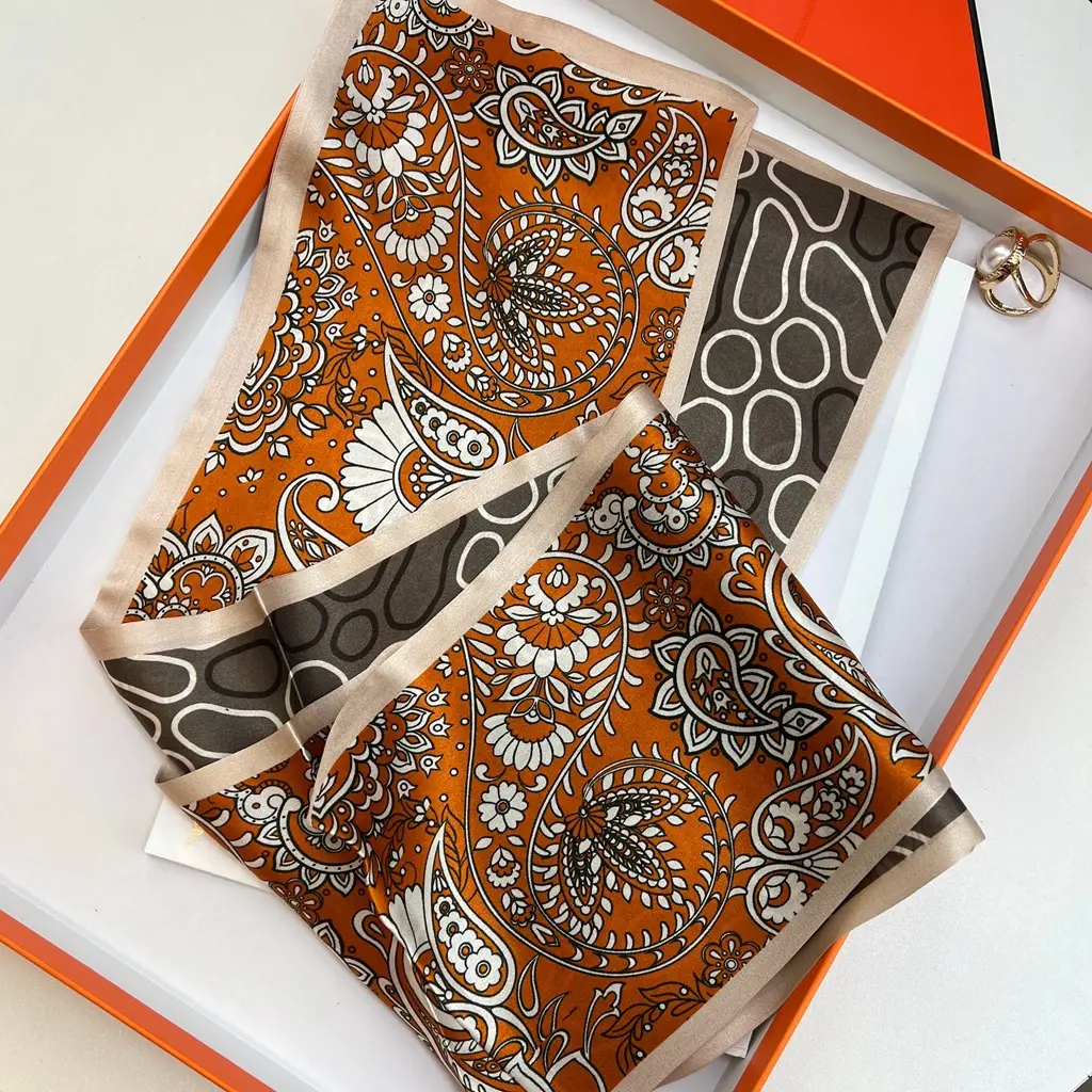100% Mulberry Silk Scarf Long Strip Women's All-match Fashion Elegant Double-sided Tie Belt Scarf Star Same Style Scarf - Image 7