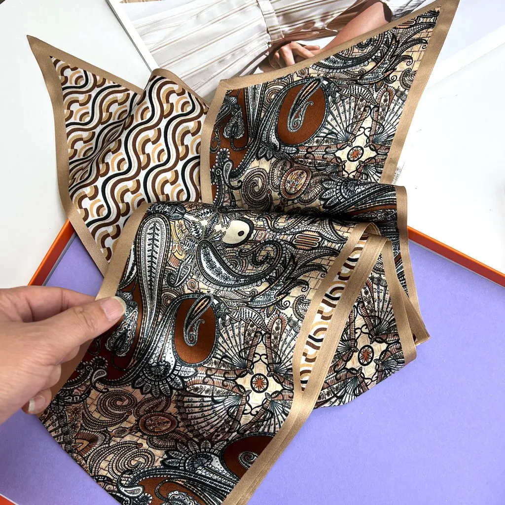 100% Mulberry Silk Scarf Long Strip Women's All-match Fashion Elegant Double-sided Tie Belt Scarf Star Same Style Scarf - Image 8