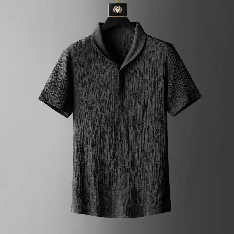 Men Black Striped Polo Trousers Set Summer Casual - Image 32
