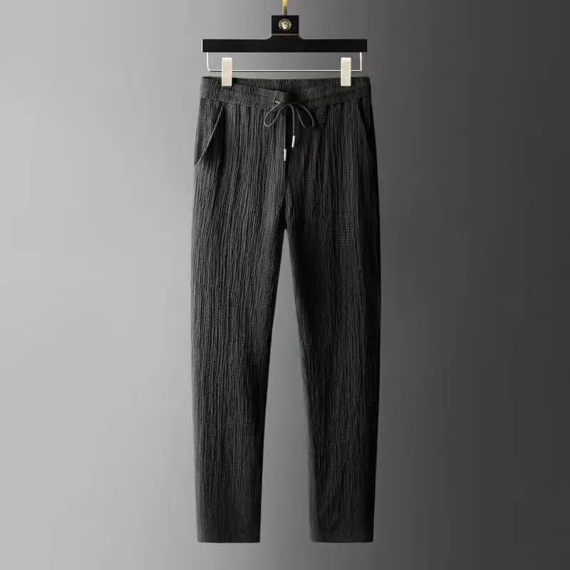 Men Black Striped Polo Trousers Set Summer Casual — feature 15