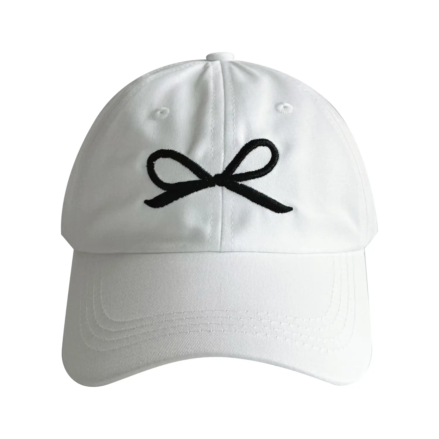 White Embroidered Bow Baseball Cap for Boys Girls - Image 11