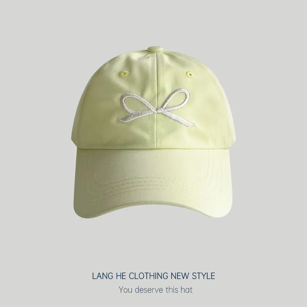 White Embroidered Bow Baseball Cap for Boys Girls - Image 5