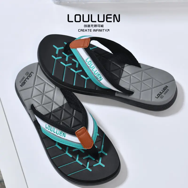 2025 Men's Black EVA Flip Flops with Blue Design - Image 5