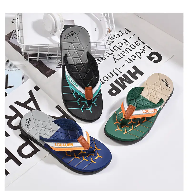 2025 Men's Black EVA Flip Flops with Blue Design โ feature 24
