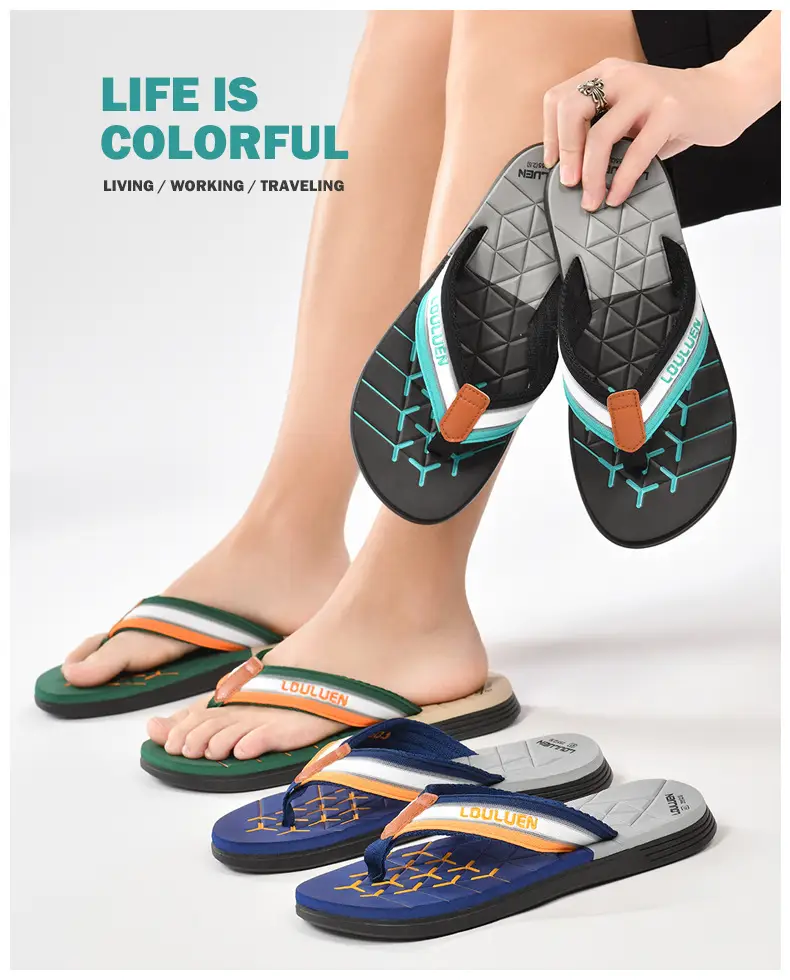 2025 Men's Black EVA Flip Flops with Blue Design โ feature 8