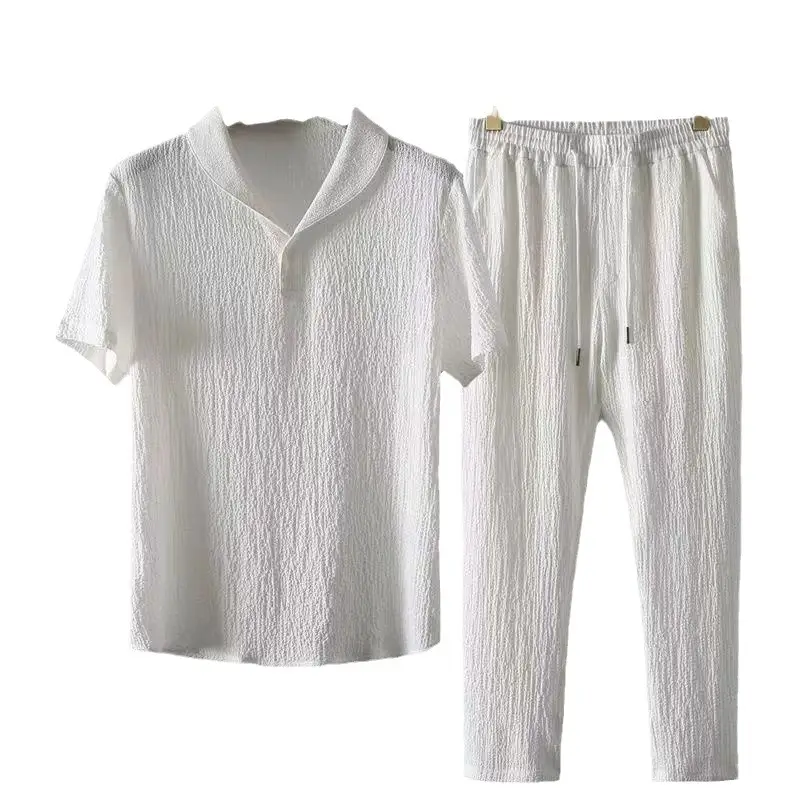 Men Black Thin Korean Style Trousers Set - Image 7