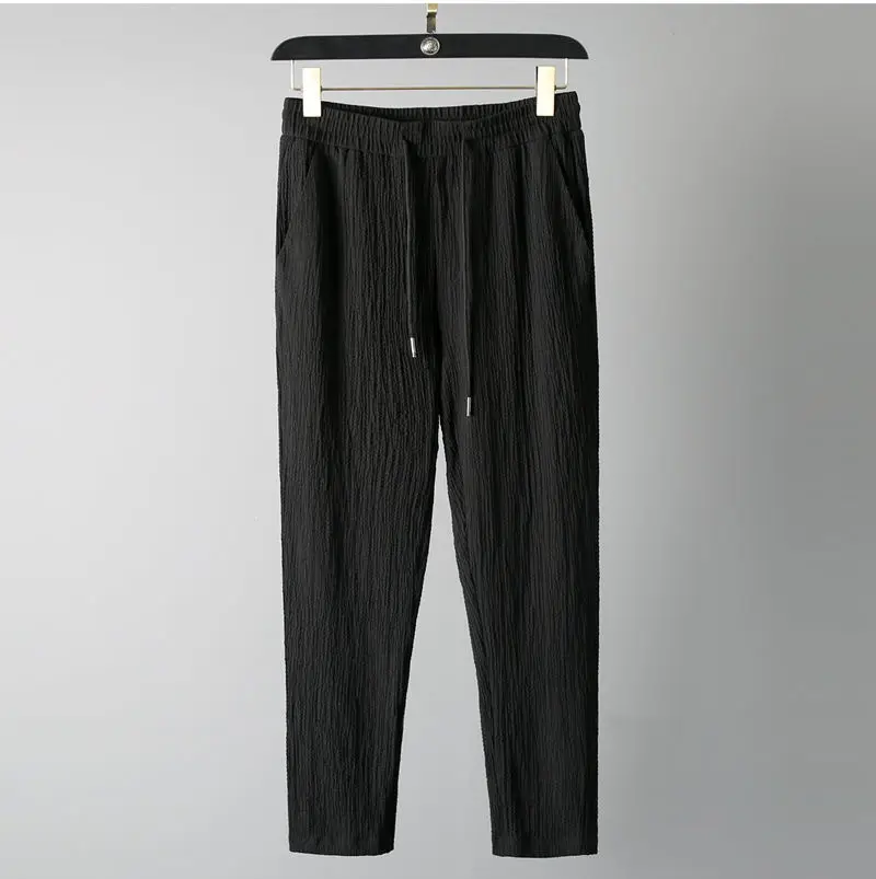 Men Black Thin Korean Style Trousers Set — feature 21