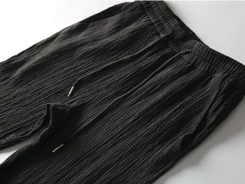 Men Black Thin Korean Style Trousers Set — feature 6