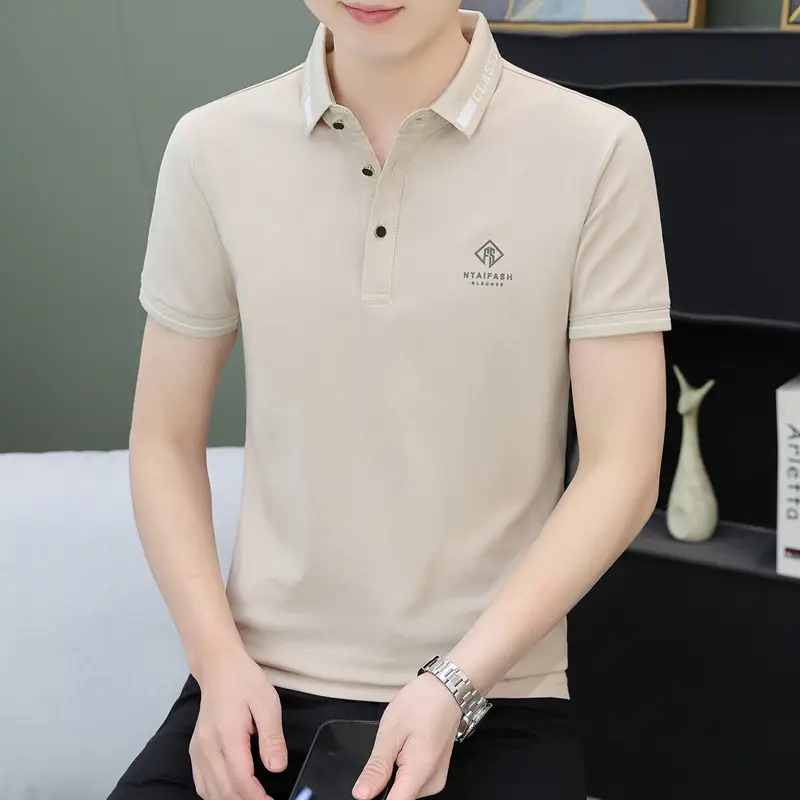 Men's Black Embroidered Polo Shirt with White Trim - Image 14
