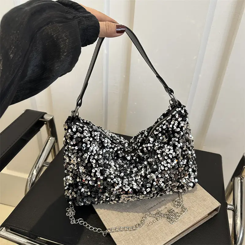 Korean Style Sequin Chain Shoulder Bag for Women - Image 6