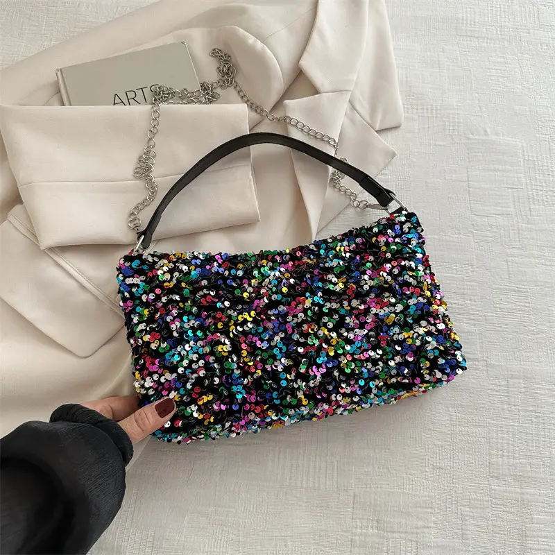 Korean Style Sequin Chain Shoulder Bag for Women - Image 4