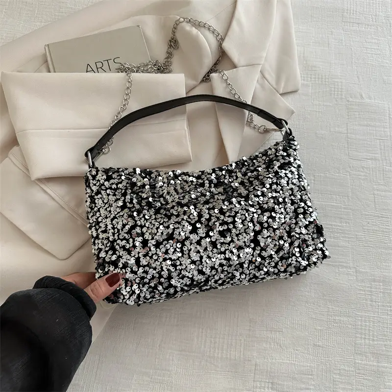 Korean Style Sequin Chain Shoulder Bag for Women - Image 5