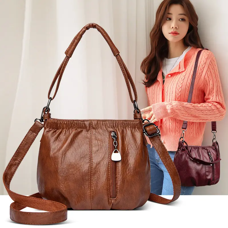 Women's Brown Leather Shoulder Bag 2026 — feature 1