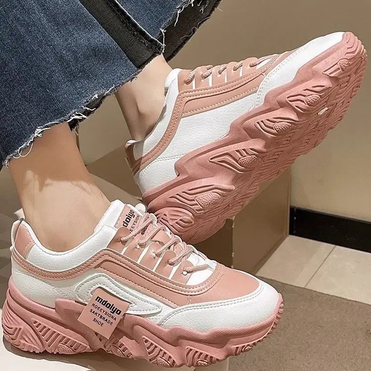 Women Pink White Thick Casual Shoes 2025 - Image 5