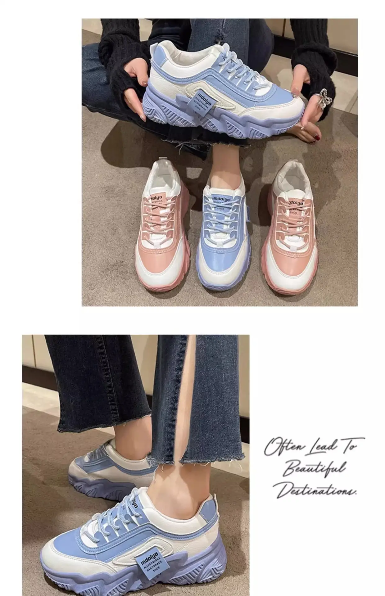 Women Pink White Thick Casual Shoes 2025 — feature 10