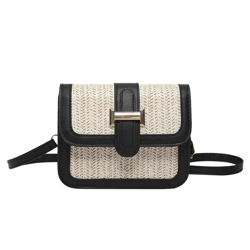 Stitched Straw Shoulder Bag Tan Beige 2024 - Image 9