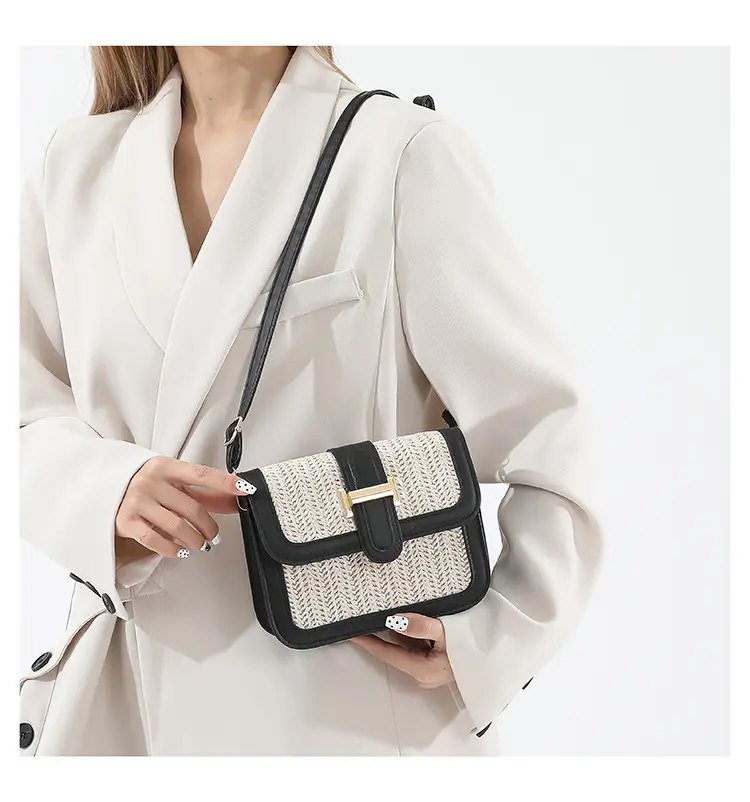 Stitched Straw Shoulder Bag Tan Beige 2024 — feature 10