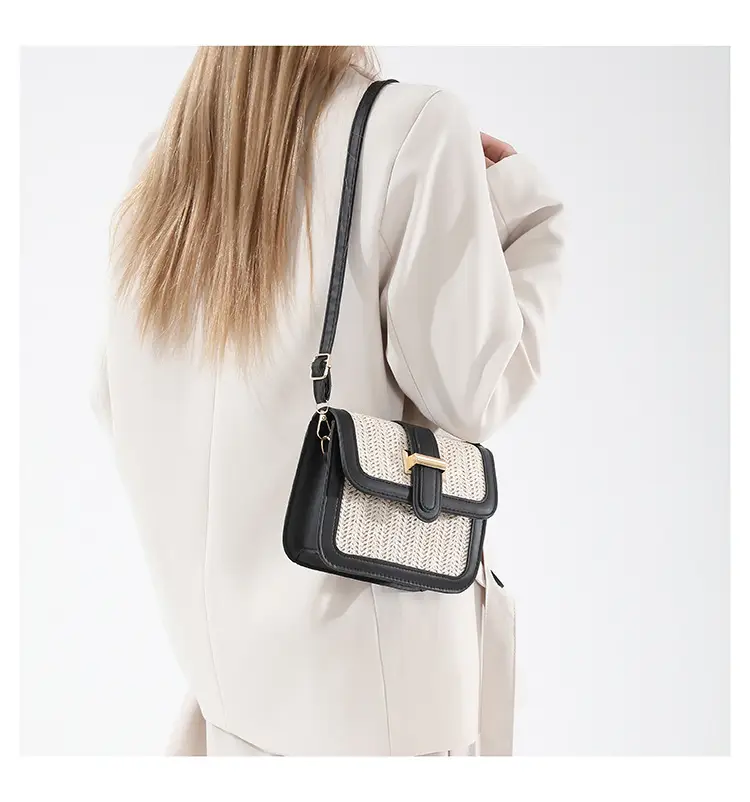 Stitched Straw Shoulder Bag Tan Beige 2024 — feature 11