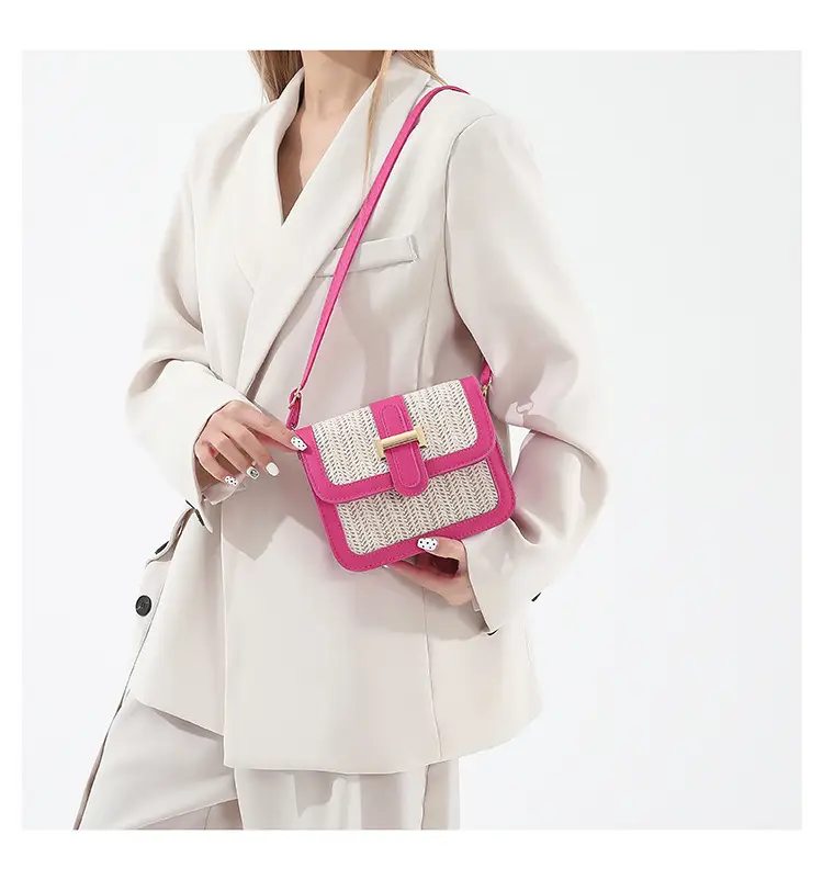 Stitched Straw Shoulder Bag Tan Beige 2024 — feature 14