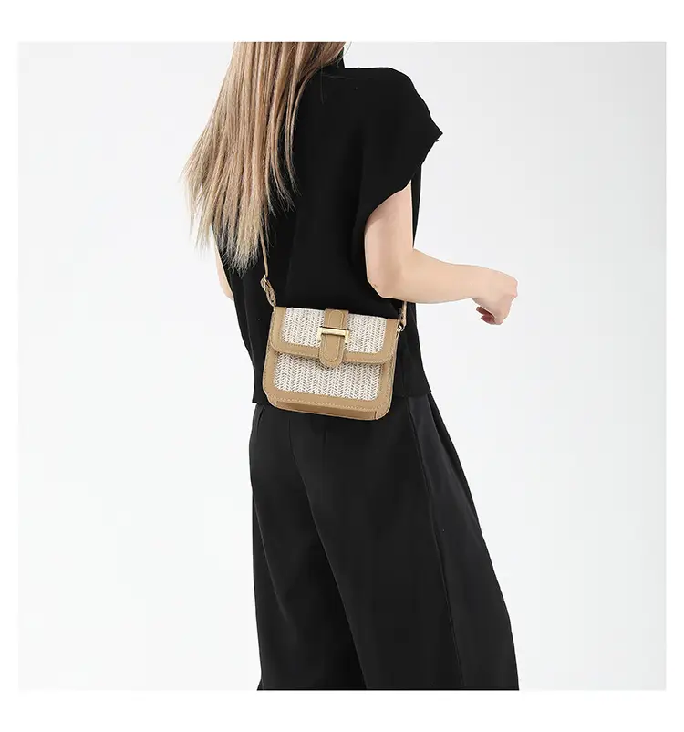 Stitched Straw Shoulder Bag Tan Beige 2024 — feature 16