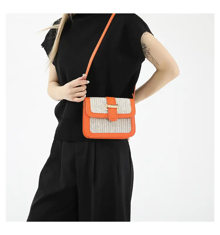 Stitched Straw Shoulder Bag Tan Beige 2024 — feature 19