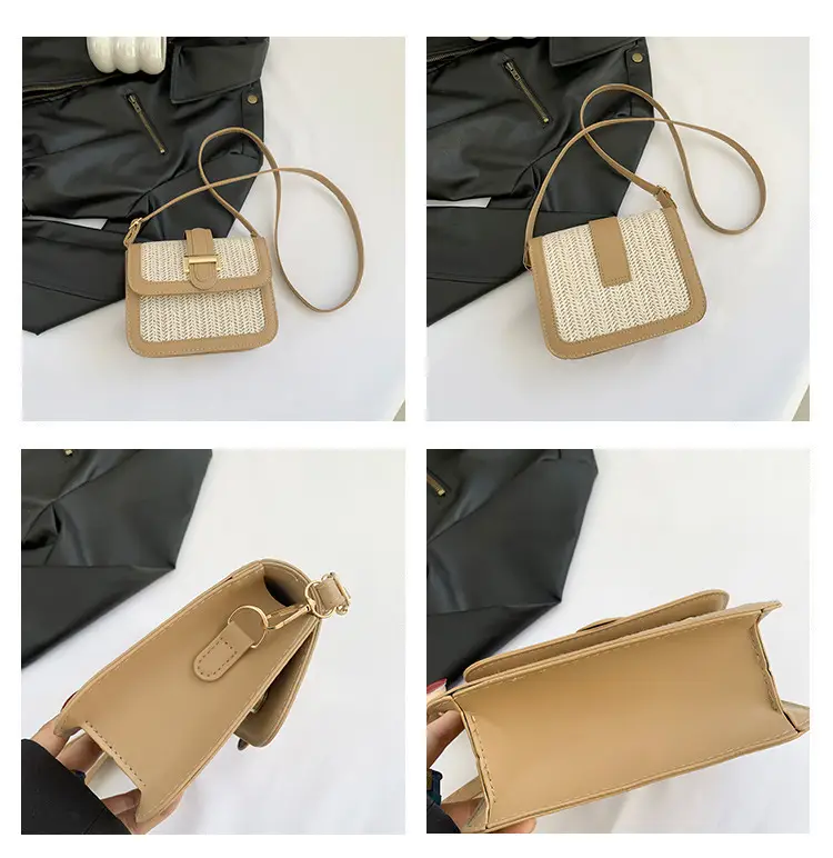 Stitched Straw Shoulder Bag Tan Beige 2024 — feature 7
