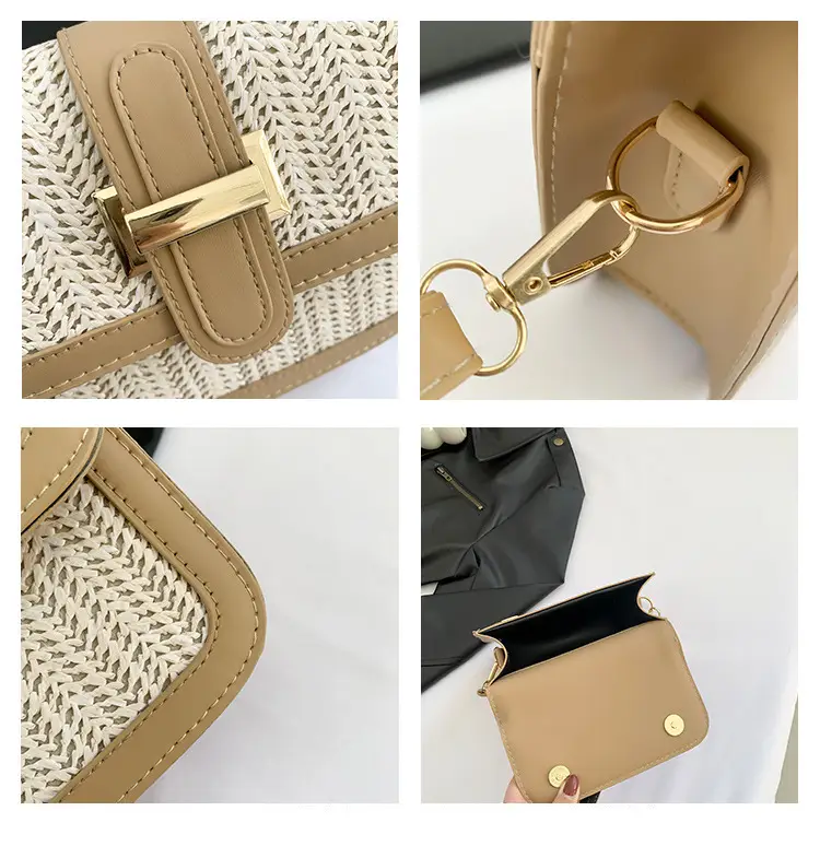 Stitched Straw Shoulder Bag Tan Beige 2024 — feature 8