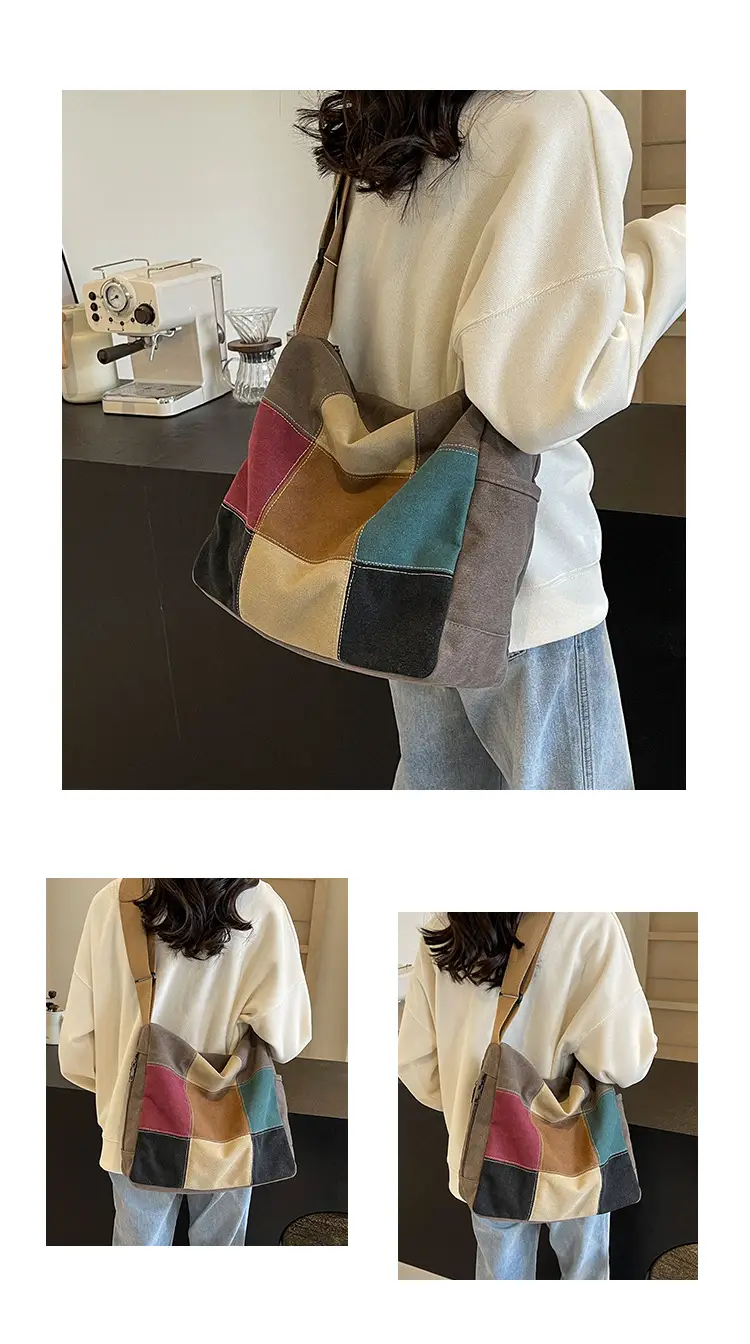 Canvas Patchwork Women's Shoulder Bag Multi Color — feature 17