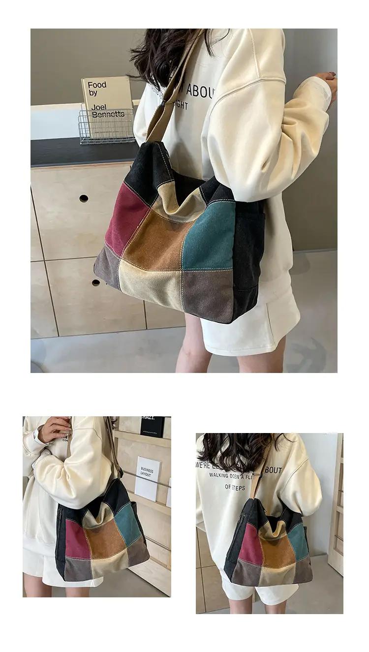Canvas Patchwork Women's Shoulder Bag Multi Color — feature 19