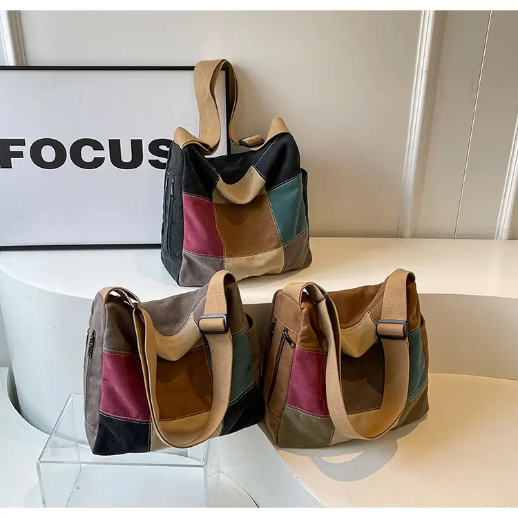 Canvas Patchwork Women's Shoulder Bag Multi Color — feature 20
