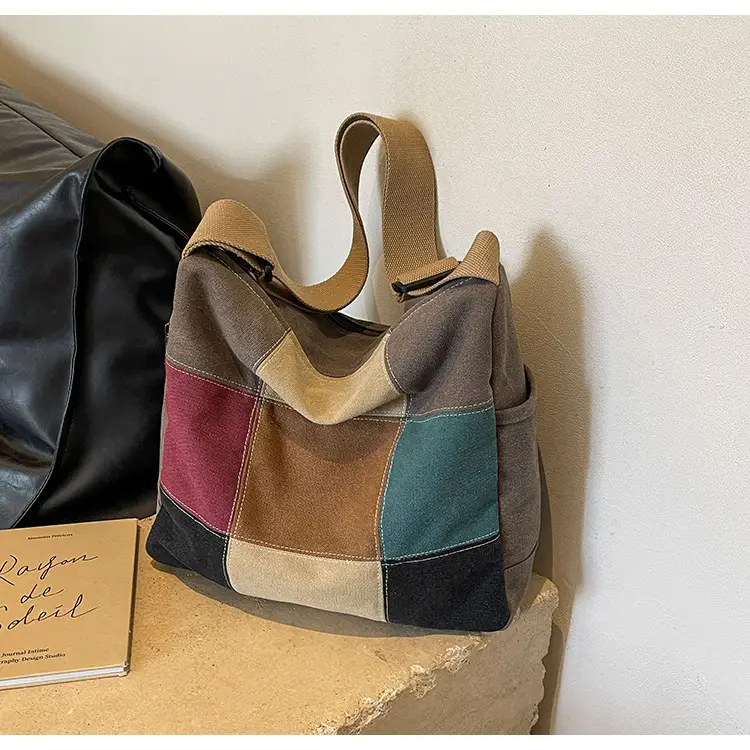 Canvas Patchwork Women's Shoulder Bag Multi Color — feature 21