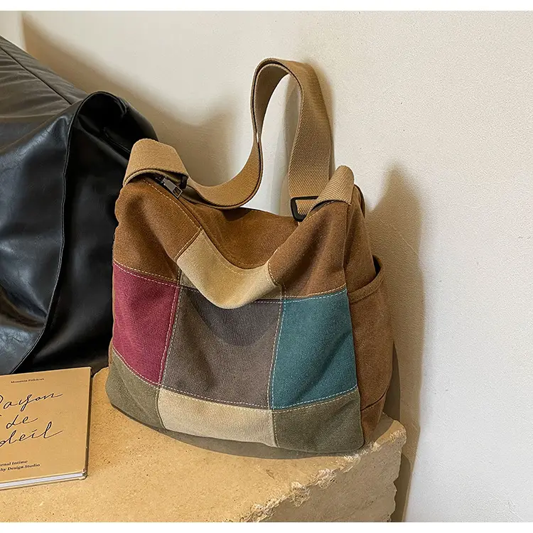 Canvas Patchwork Women's Shoulder Bag Multi Color — feature 22
