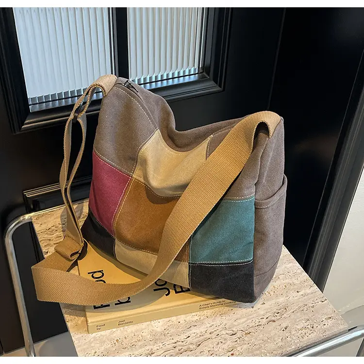 Canvas Patchwork Women's Shoulder Bag Multi Color — feature 23