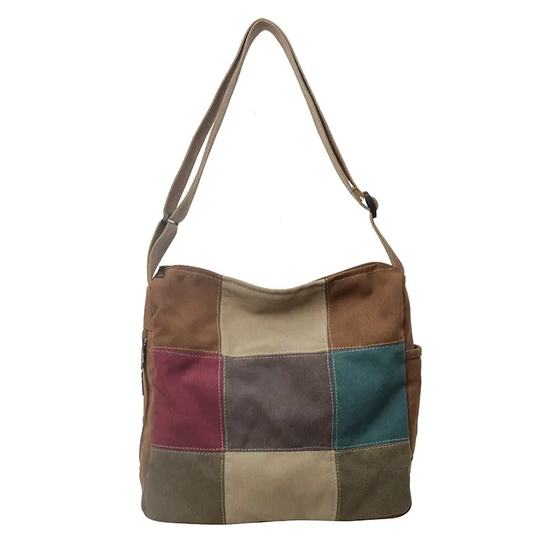 Canvas Patchwork Women's Shoulder Bag Multi Color