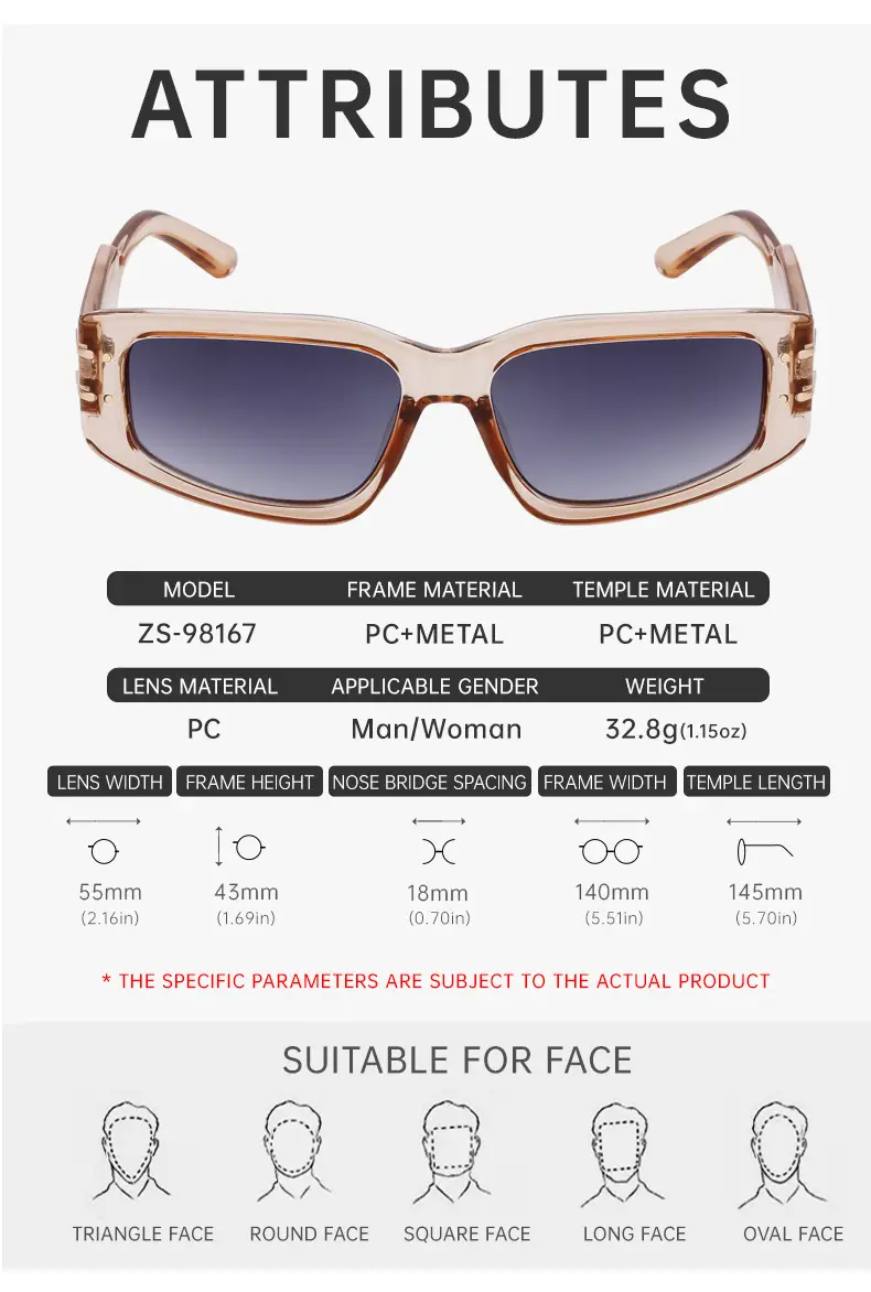 Square Frame Sunglasses for Women, Transparent, Sun Protection — feature 36