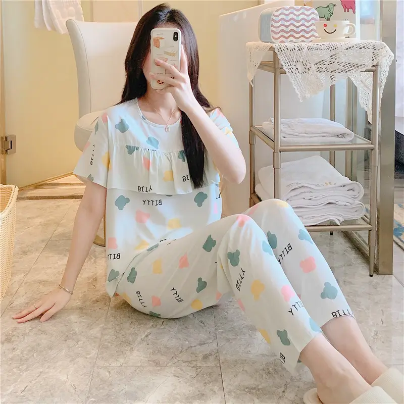 2026 Women Printed Cotton Silk Long Pants Set Plus Size - Image 27