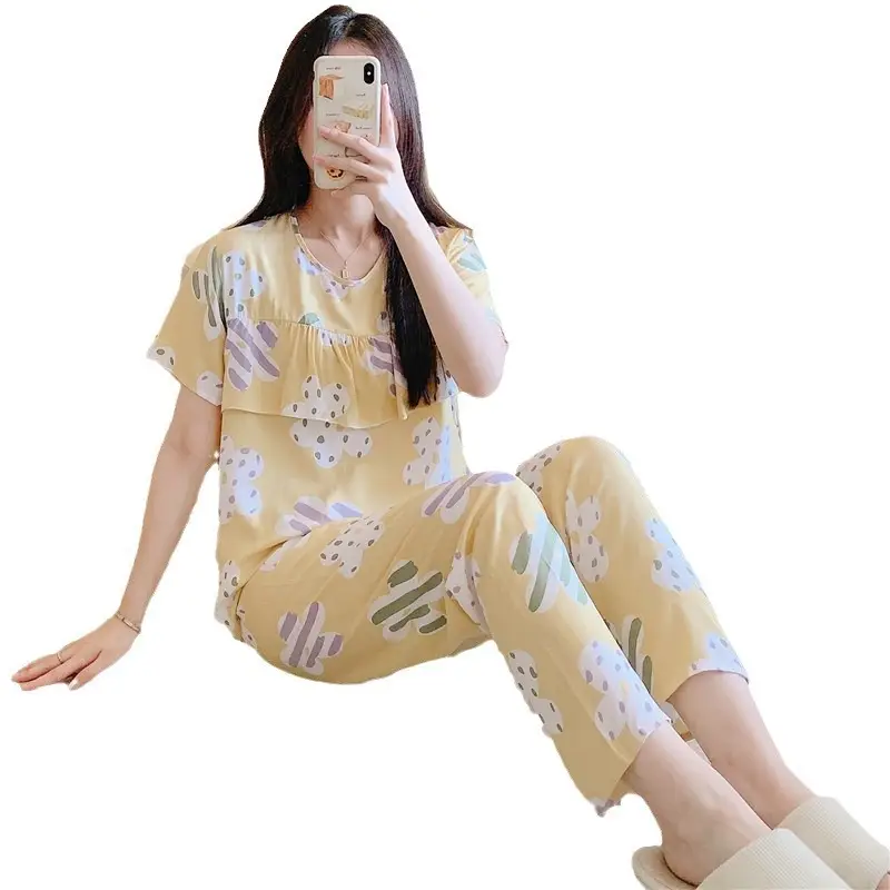2026 Women Printed Cotton Silk Long Pants Set Plus Size - Image 28