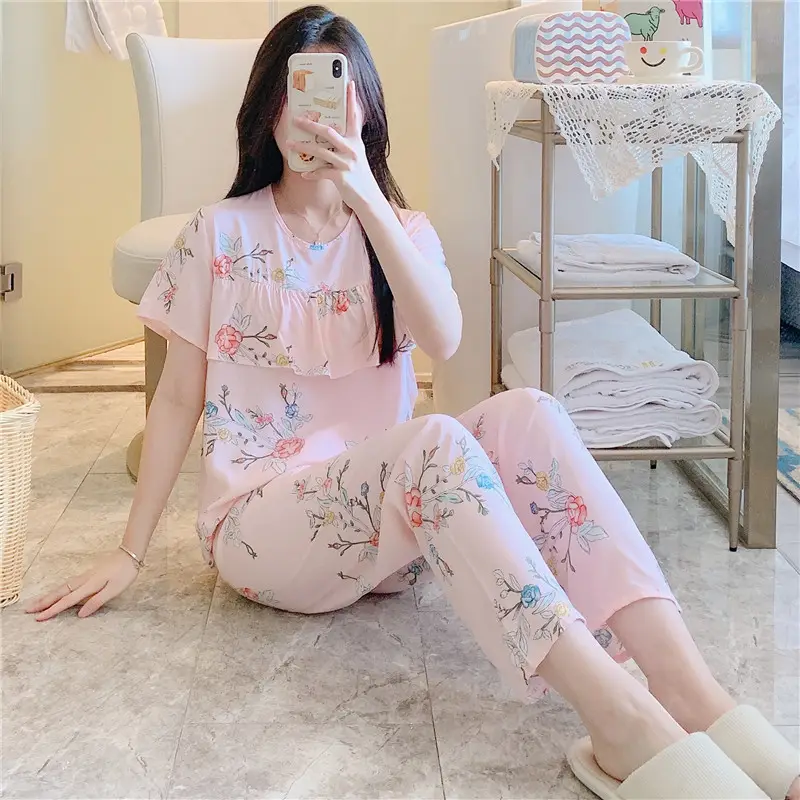 2026 Women Printed Cotton Silk Long Pants Set Plus Size - Image 11