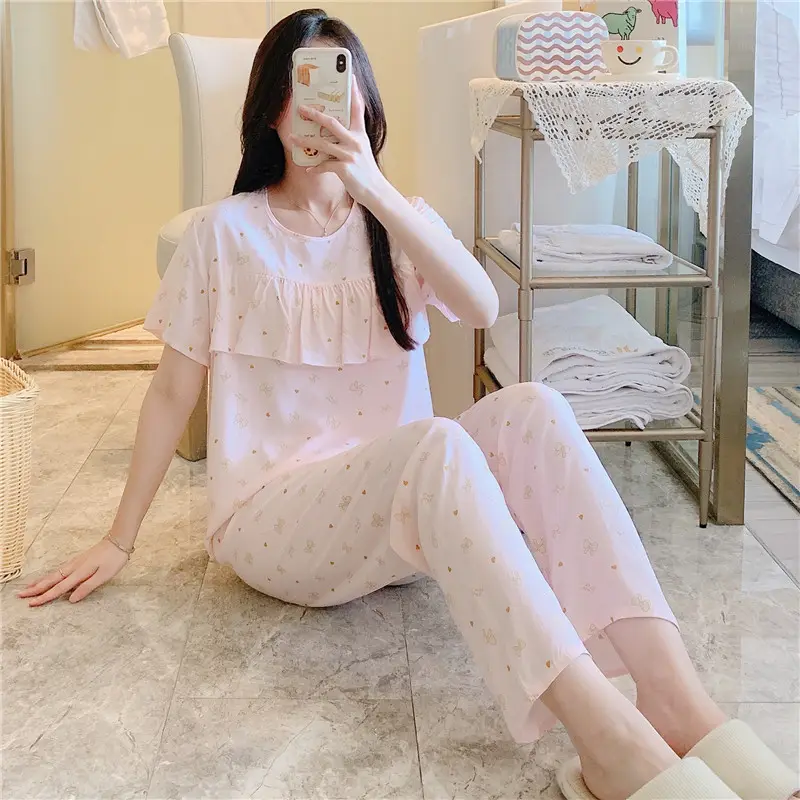 2026 Women Printed Cotton Silk Long Pants Set Plus Size - Image 12