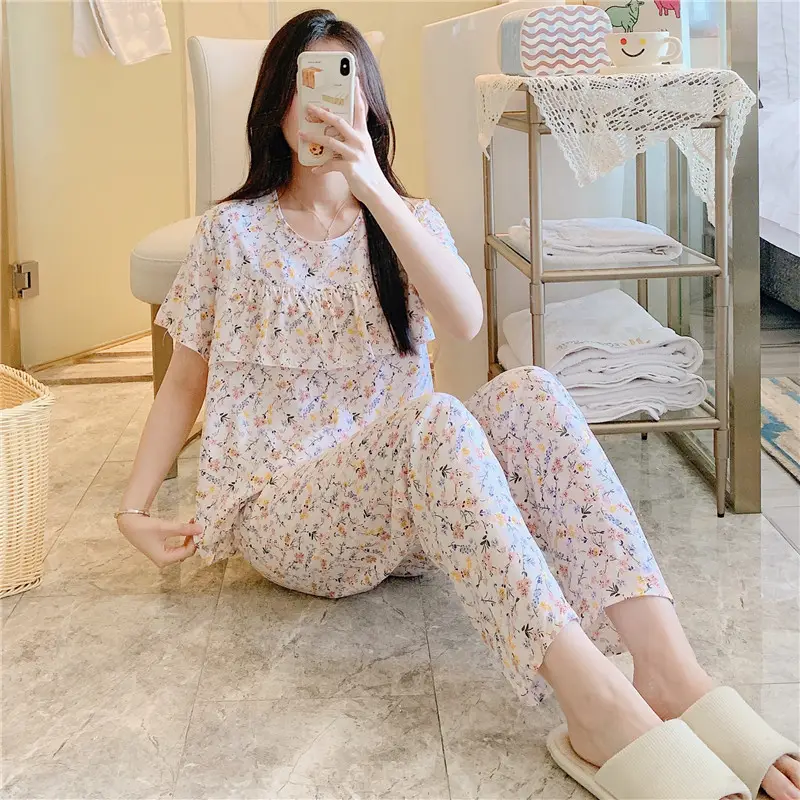 2026 Women Printed Cotton Silk Long Pants Set Plus Size - Image 9