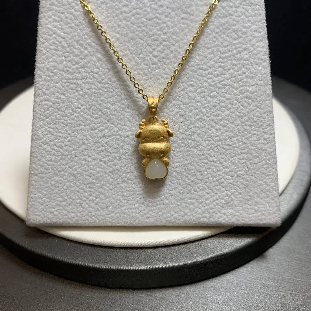 Gold Heart Ox Necklace for Men Women New Year Clavicle Chain - Image 3