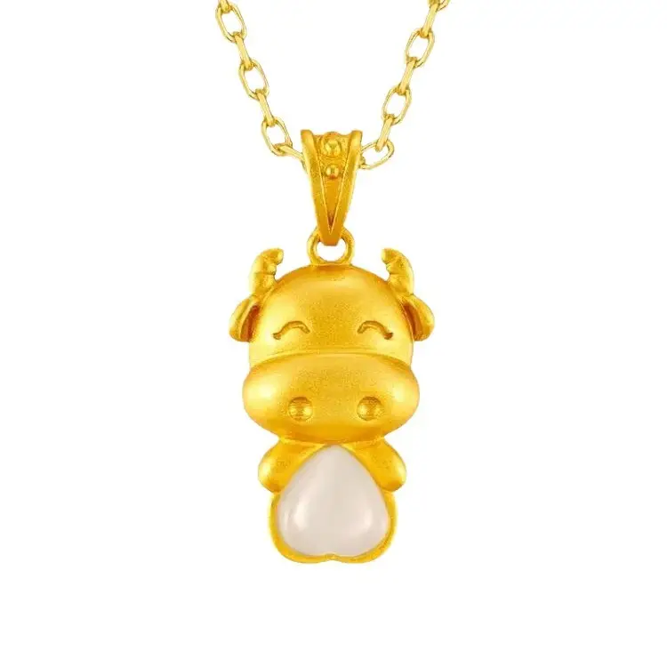 Gold Heart Ox Necklace for Men Women New Year Clavicle Chain - Image 5