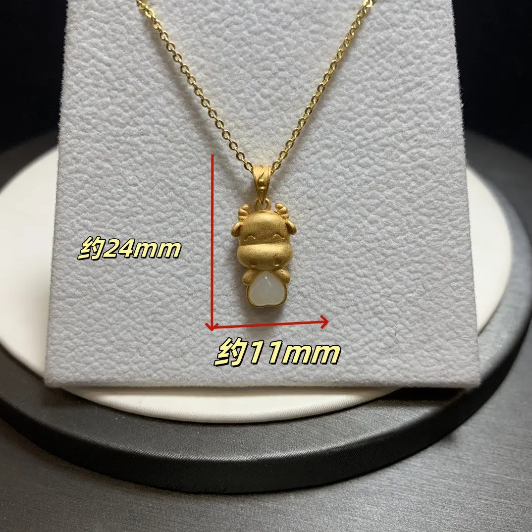 Gold Heart Ox Necklace for Men Women New Year Clavicle Chain — feature 2