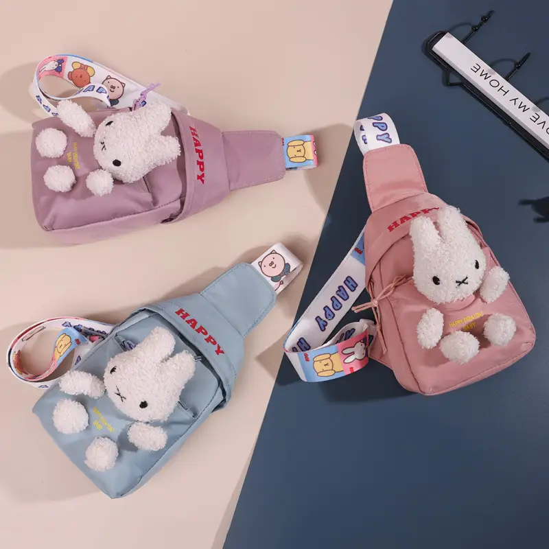 Cute Little Rabbit Chest Bag for Girls Light Blue - Image 7