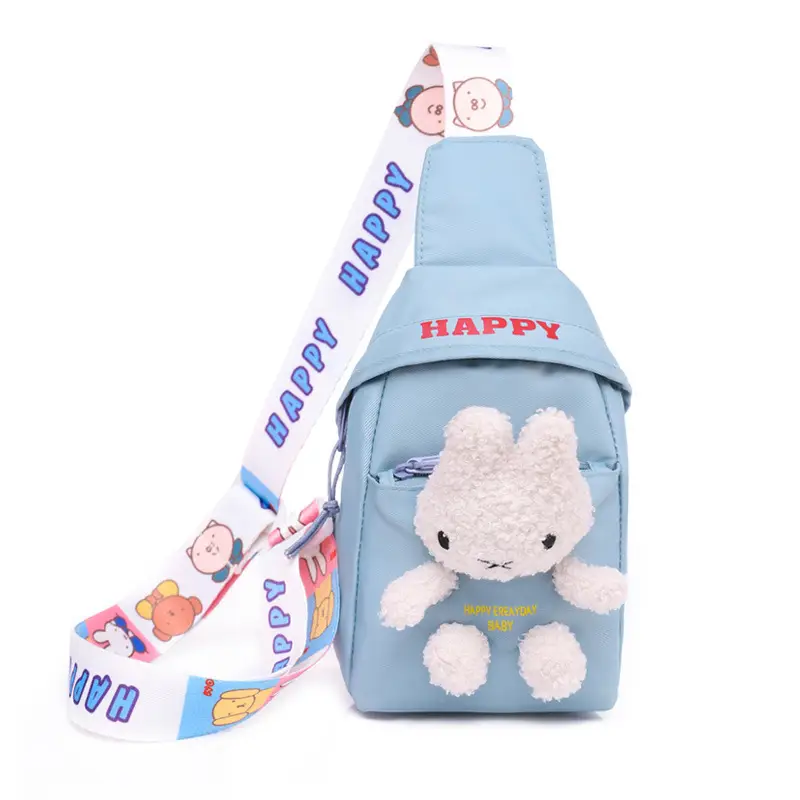 Cute Little Rabbit Chest Bag for Girls Light Blue - Image 3