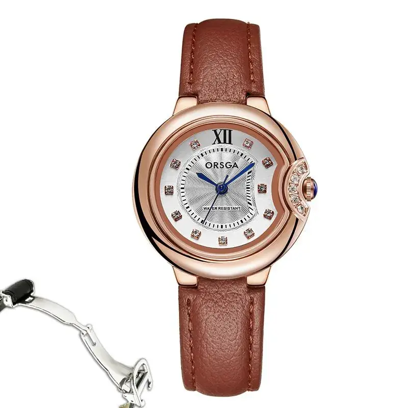 Women's Rose Gold Quartz Watch with Black Strap - Image 10
