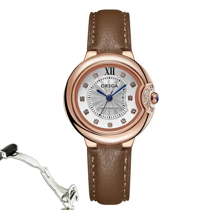 Women's Rose Gold Quartz Watch with Black Strap - Image 11