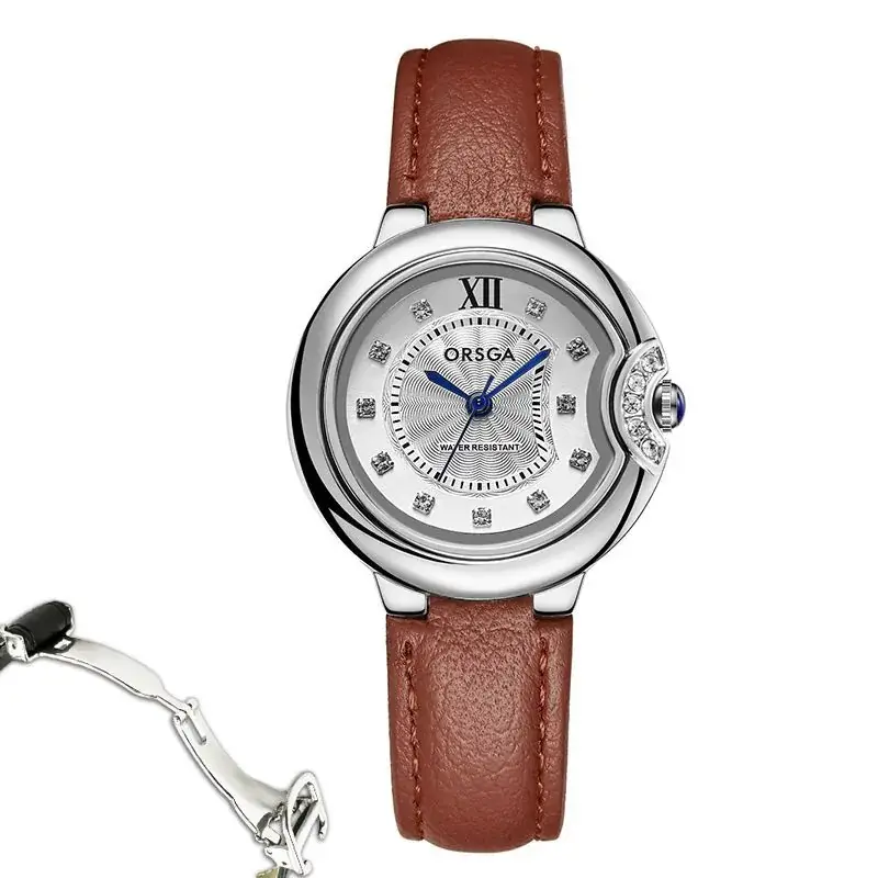Women's Rose Gold Quartz Watch with Black Strap - Image 6