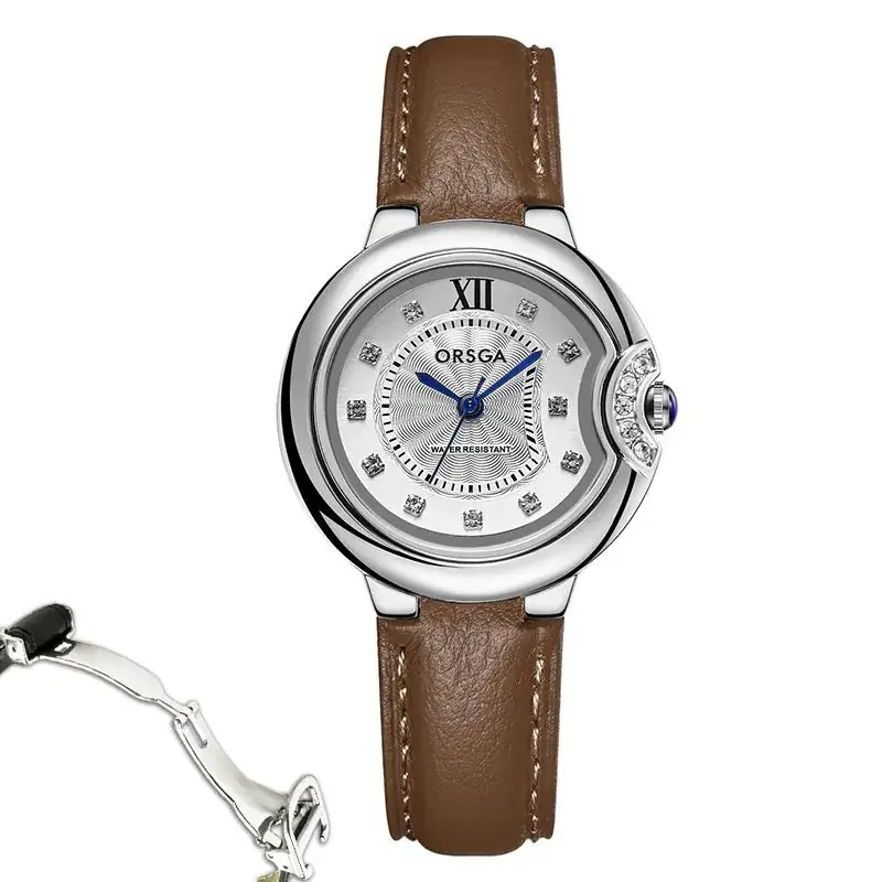 Women's Rose Gold Quartz Watch with Black Strap - Image 7