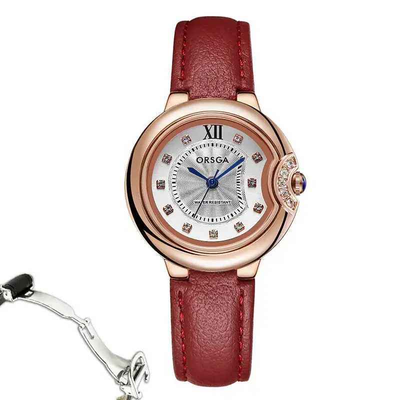 Women's Rose Gold Quartz Watch with Black Strap - Image 9